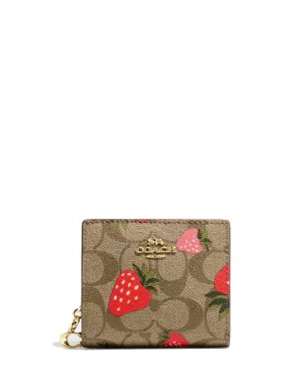 Coach Bags | Nwtcoach Snap Wallet in Signature Canvas with Wild Strawberry Print Pouch CH526 | Color: Red/Tan | Size: Os | Yogi_Mom's Closet