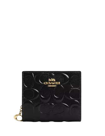 Coach Outlet Snap Wallet in Signature Leather Black One Size