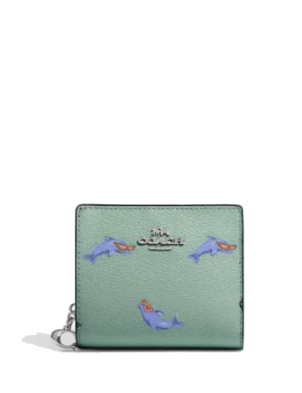 Coach Snap Wallet With Dolphin Print