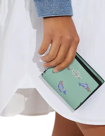 Coach Snap Wallet With Dolphin Print