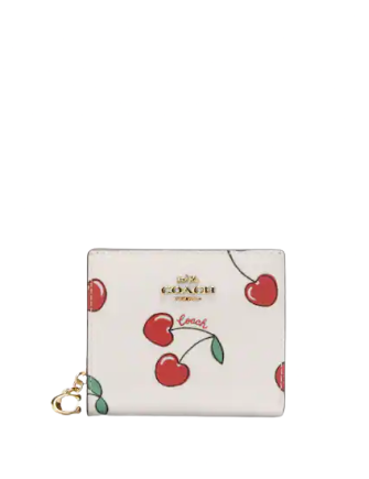 Coach Snap Wallet With Heart Cherry Print Brixton Baker