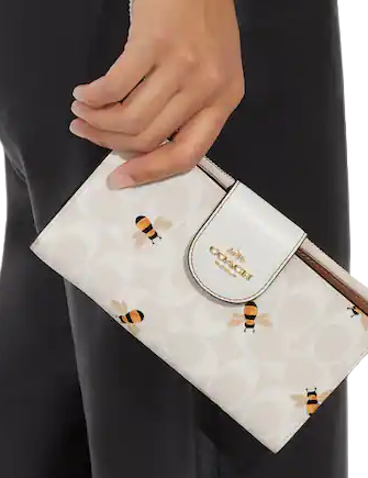 Coach Outlet Tech Wallet In Signature Canvas With Bee Print