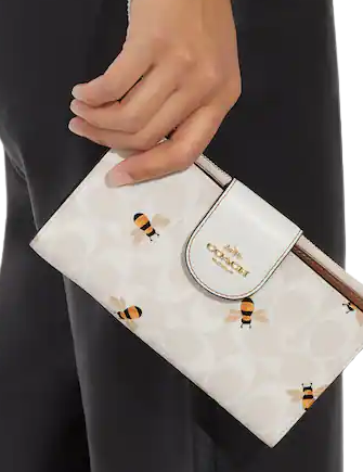 Coach Phone Crossbody in Signature Canvas with Bee Print