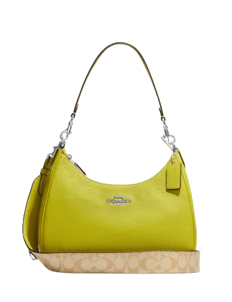 Coach, Bags, Coach Khaki Lime Green Signatureshoulder Bag