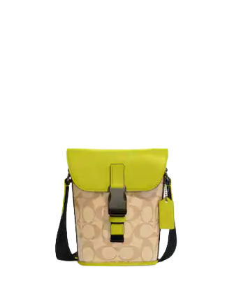 Coach Track Small Flap Crossbody In Signature Canvas Brixton Baker