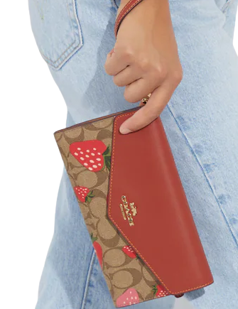 Coach Travel Envelope Wallet in Wild Strawberry Print