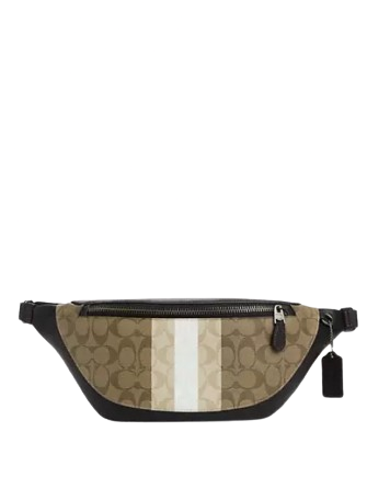 Coach Warren Belt Bag in Blocked Signature Canvas with Varsity Stripe
