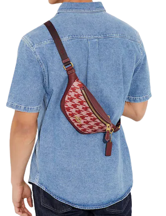 coach houndstooth backpack Coach Warren Mini Belt Bag With Houndstooth Print