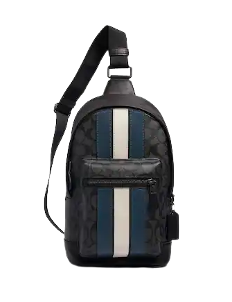 Coach charles backpack with varsity stripe sales