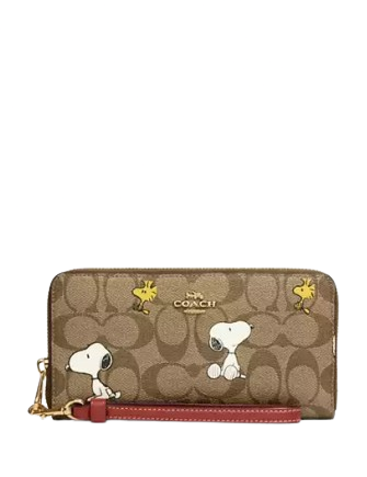 Coach Coach X Peanuts Long Zip Around Wallet In Signature Canvas Coach Coach X Peanuts Long Zip Around Wallet In Signature Canvas