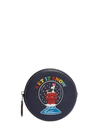Coach Coach X Peanuts Round Coin Case With Snoopy Let It Coach Coach X Peanuts Round Coin Case With Snoopy Let It