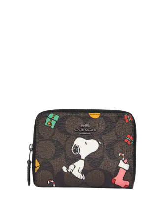 Coach Coach X Peanuts Small Zip Around Wallet In Signature Canvas