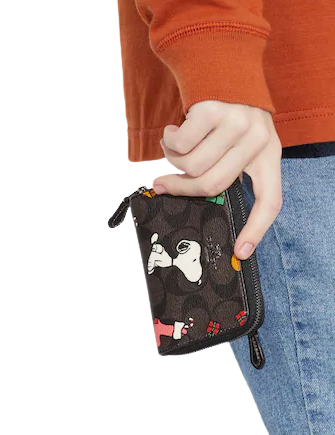 Coach Coach X Peanuts Small Zip Around Wallet In Signature Canvas