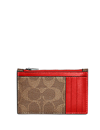 Coach Zip Card Case In Signature Canvas