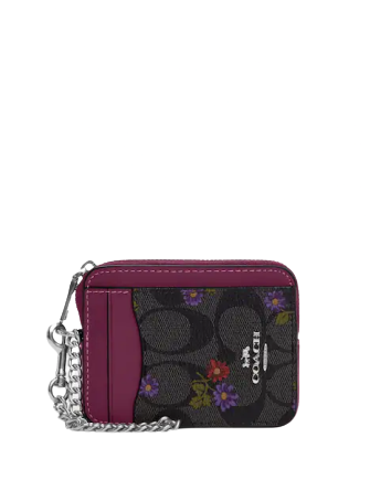 COACH®  Zip Card Case In Signature Canvas With Country Floral Print