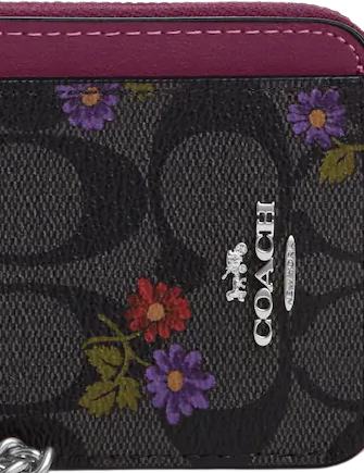 Coach Zip Card Case In Signature Canvas With Country Floral Print Coach Zip Card Case In Signature Canvas With Country Floral Print
