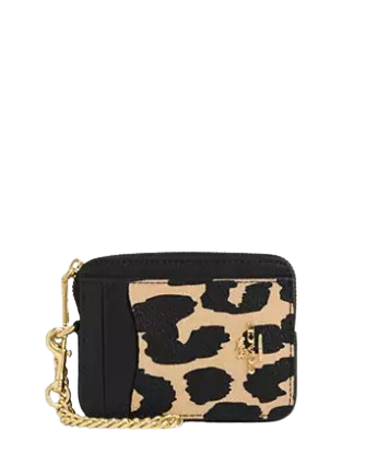 Coach CW884 Zip Card Case with Leopard Print
