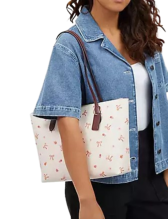 Coach Zip Top Tote With Bow Print Brixton Baker