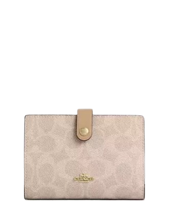 Coach 2 In 1 Wallet In Blocked Signature Canvas Sand Tan