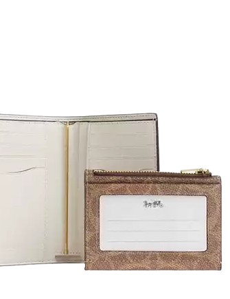 Coach 2 In 1 Wallet In Blocked Signature Canvas Sand Tan