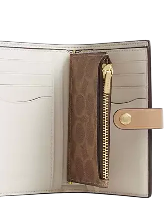 Coach 2 In 1 Wallet In Blocked Signature Canvas Sand Tan