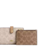 Coach 2 In 1 Wallet In Blocked Signature Canvas Sand Tan