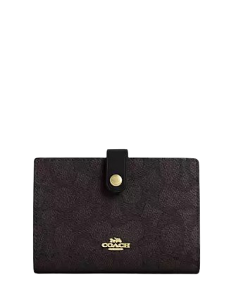 Coach 2 In 1 Wallet In Blocked Signature Canvas Walnut Tan