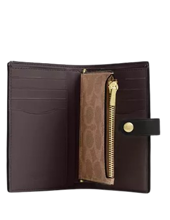 Coach 2 In 1 Wallet In Blocked Signature Canvas Walnut Tan