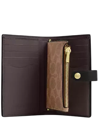 Coach 2 In 1 Wallet In Blocked Signature Canvas Walnut Tan