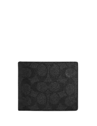 Coach 3 In 1 Wallet In Signature Canvas Charcoal Black