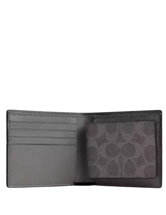 Coach 3 In 1 Wallet In Signature Canvas With Varsity Stripe  Grey