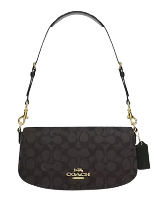 Coach Andrea Shoulder Bag In Signature Canvas Walnut Black