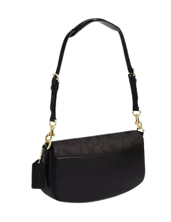 Coach Andrea Shoulder Bag In Signature Canvas Walnut Black