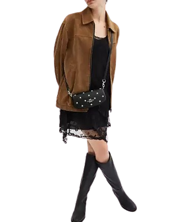 Coach Andrea Small Shoulder Bag With Star Print Black