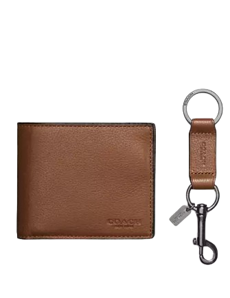 Coach Boxed 3 In 1 Wallet Gift Set Dark Saddle