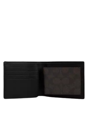 Coach Boxed 3 In 1 Wallet Gift Set In Signature Canvas Walnut Black
