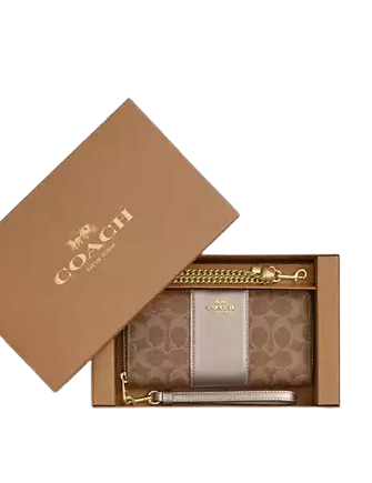 ＼半額SALE／ Long Boxed Coach Zip Canvas Signature In Wallet Around 小物