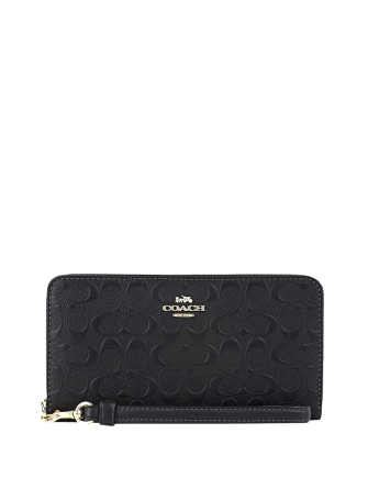 Coach Outlet Boxed Long Zip Around Wallet in Signature Leather Black