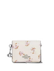 Coach Boxed Mini Wallet On A Chain With Floral Print Chalk