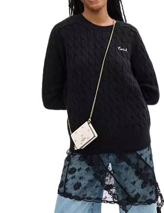 Coach Boxed Mini Wallet On A Chain With Star Print Chalk