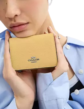 Coach Card Holder Wallet In Signature Canvas Hay