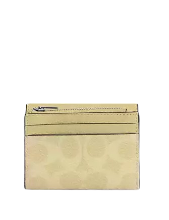 Coach Card Holder Wallet In Signature Canvas Hay