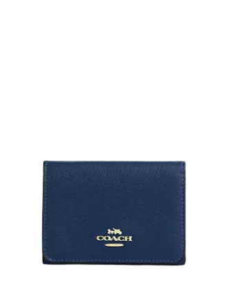 Coach Card Holder Wallet In Signature Canvas Tan Deep Blue