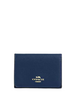 Coach Card Holder Wallet In Signature Canvas Tan Deep Blue