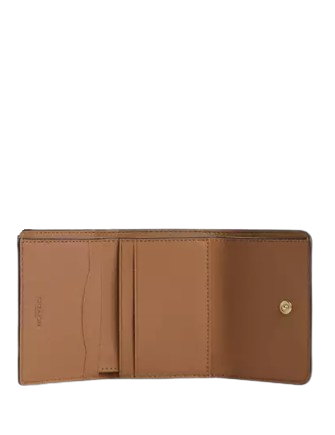 Coach Card Holder Wallet In Signature Canvas With Floral Print Sand