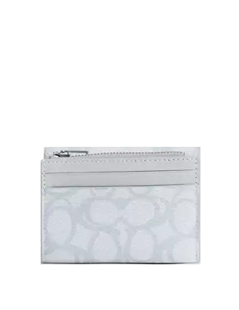 Coach Card Holder Wallet In Sketch Signature Canvas Ice Blue