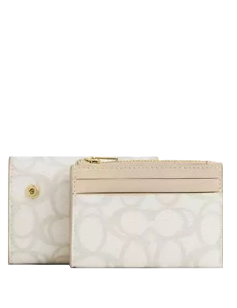 Coach Card Holder Wallet In Sketch Signature Canvas Ivory