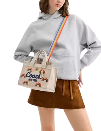 Coach Cargo Tote Bag 26 With Rainbow Dark Natural