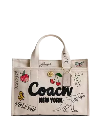 Coach Cargo Tote Bag With Sketch Print Natural