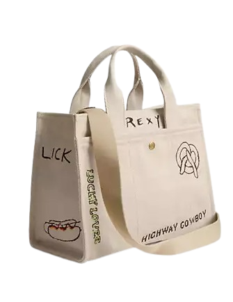 Coach Cargo Tote Bag With Sketch Print Natural